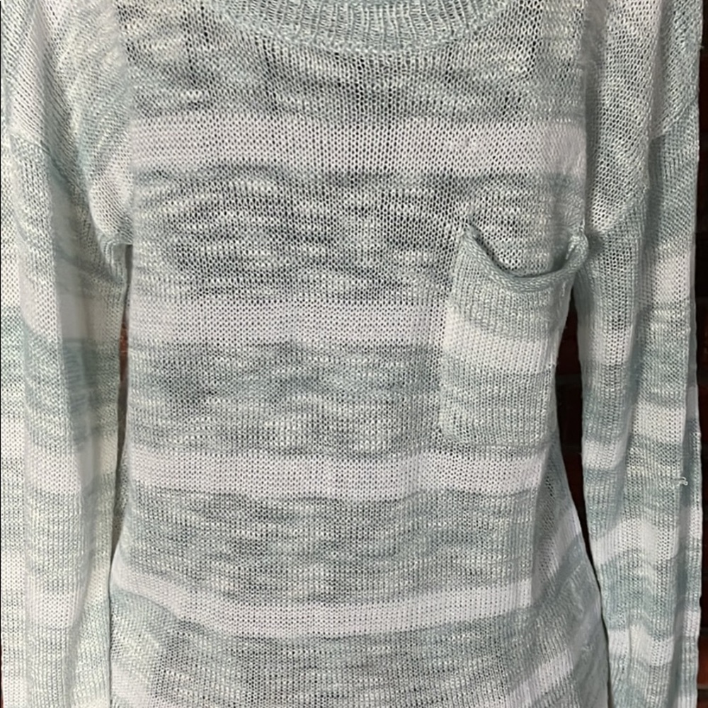 Green and White Striped Sweater